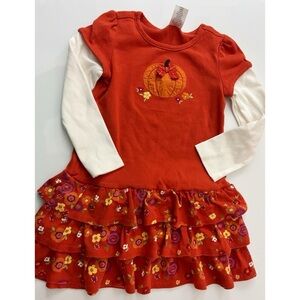 Gymboree • Pumpkin Orange Floral Ruffle Dress